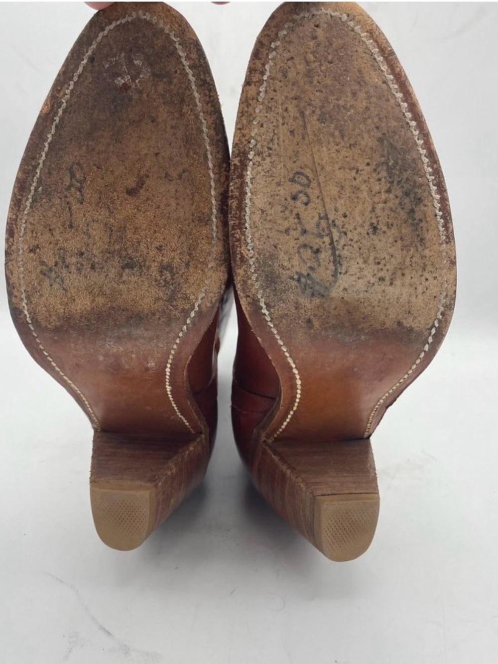 Vtg 70s FRYE Leather Cowboy Boots 7130 Cognac 6B - Picture 11 of 14